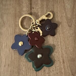 Coach Multicolor Floral Keychain with Gold Accents
